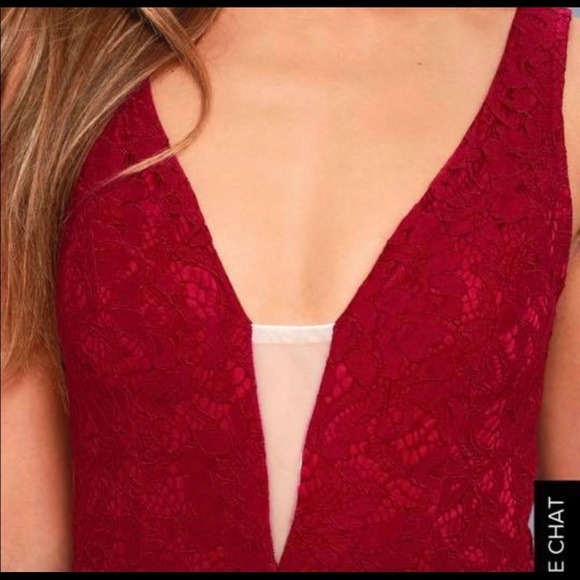 NWT Lulu’s Everly Wine Red Lace Maxi Dress - Picture 3 of 6
